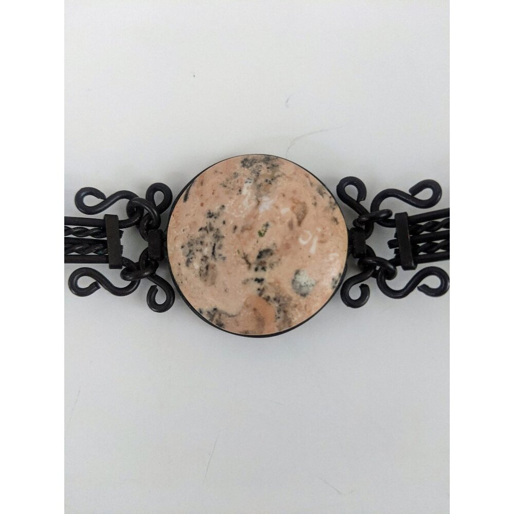 Filagree Bracelet with round Marble Style Stone Filagree J